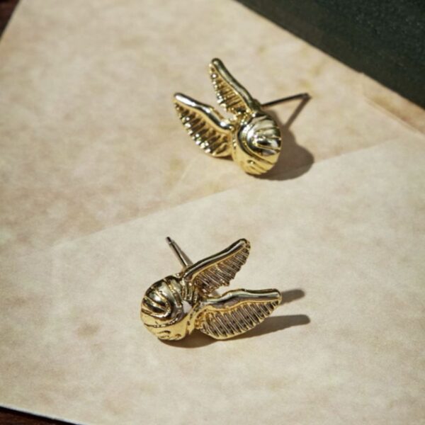 Set Joyas 1 Par De Aretes 1 Brazalete Y 1 Collar Snitch Dorada - Imagen 2