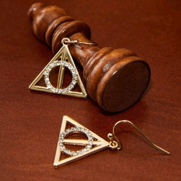 Par Pendientes Snitch Dorada Y Reliquias De La Muerte - Imagen 2