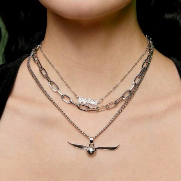 Set Collar Harry Potter Cadena Snitch Dorada - Imagen 3