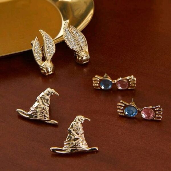 Set Aretes 1 Par De Snitch Sombrero Y Lentes - Imagen 2