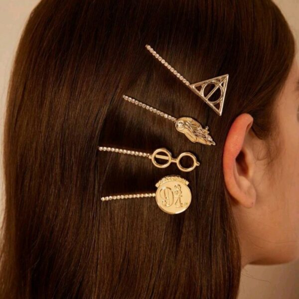 Set 4 Pasadores De Cabello Lentes Plataforma Reliquias Hedwig - Imagen 3