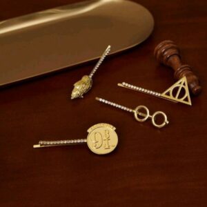 Set 4 Pasadores De Cabello Lentes Plataforma Reliquias Hedwig