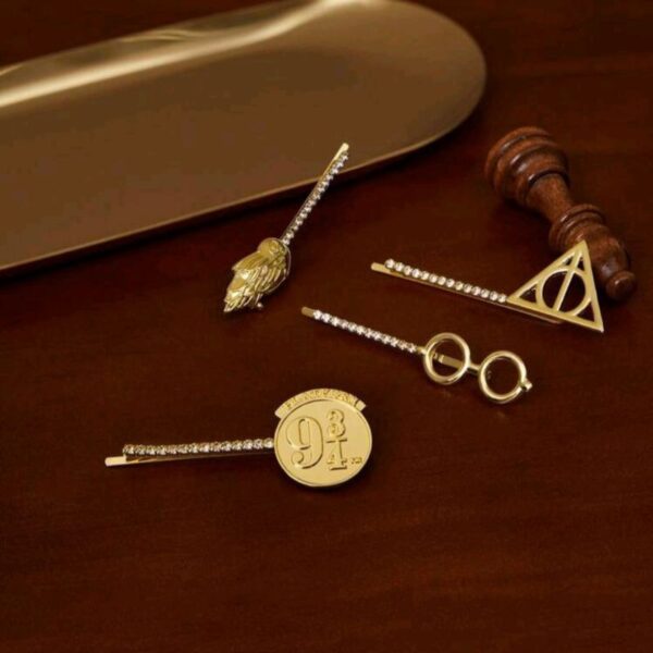 Set 4 Pasadores De Cabello Lentes Plataforma Reliquias Hedwig