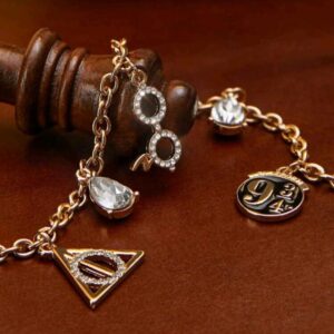 Pulsera Dorada Piedras 9 3/4 Lentes Harry Reliquias De La Muerte