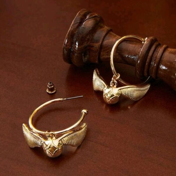 Par Pendientes Snitch Dorada Y Reliquias De La Muerte - Imagen 3