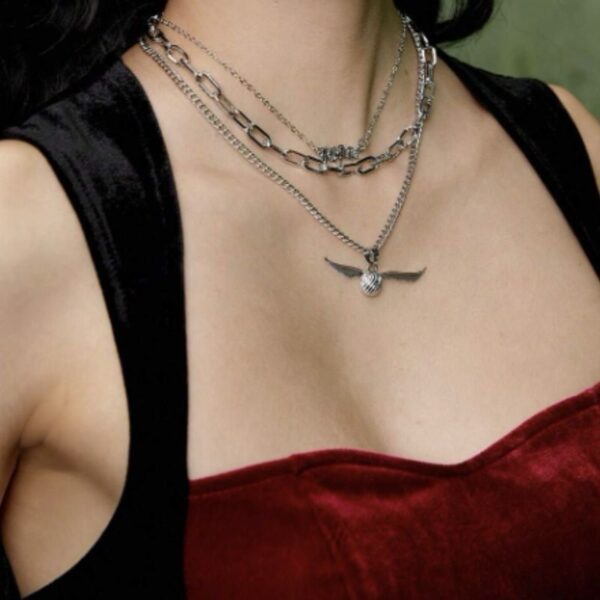 Set Collar Harry Potter Cadena Snitch Dorada - Imagen 2
