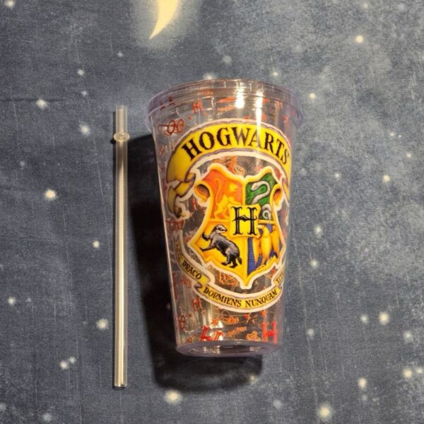 Vaso Con Tapa Y Bombilla Hogwarts - Imagen 3
