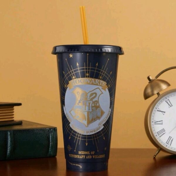 Vaso Escudo Hogwarts Con Tapa Y Bombilla - Imagen 3