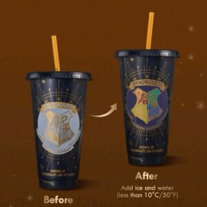 Vaso Escudo Hogwarts Con Tapa Y Bombilla