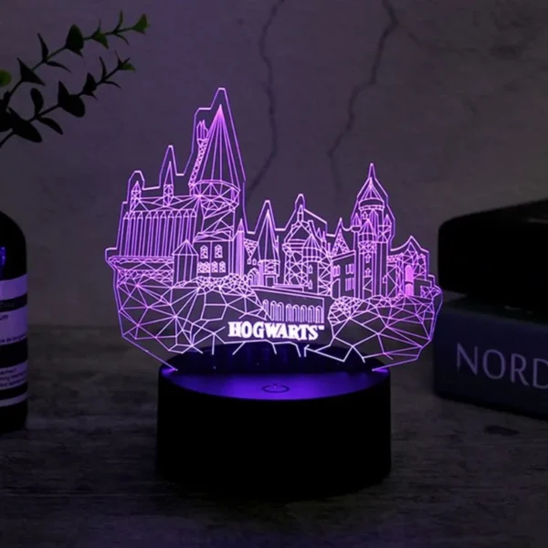 Lampara Led Acrílico Castillo Hogwarts