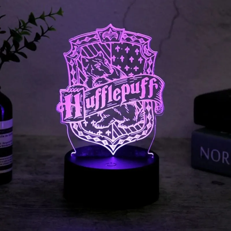 Lampara Led Acrílico Escudo Hufflepuff
