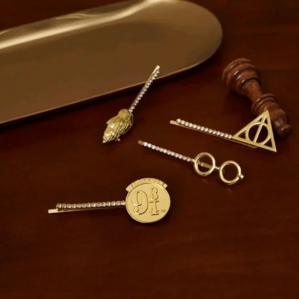Set 4 Pasadores De Cabello Lentes Plataforma Reliquias Hedwig - Imagen 2