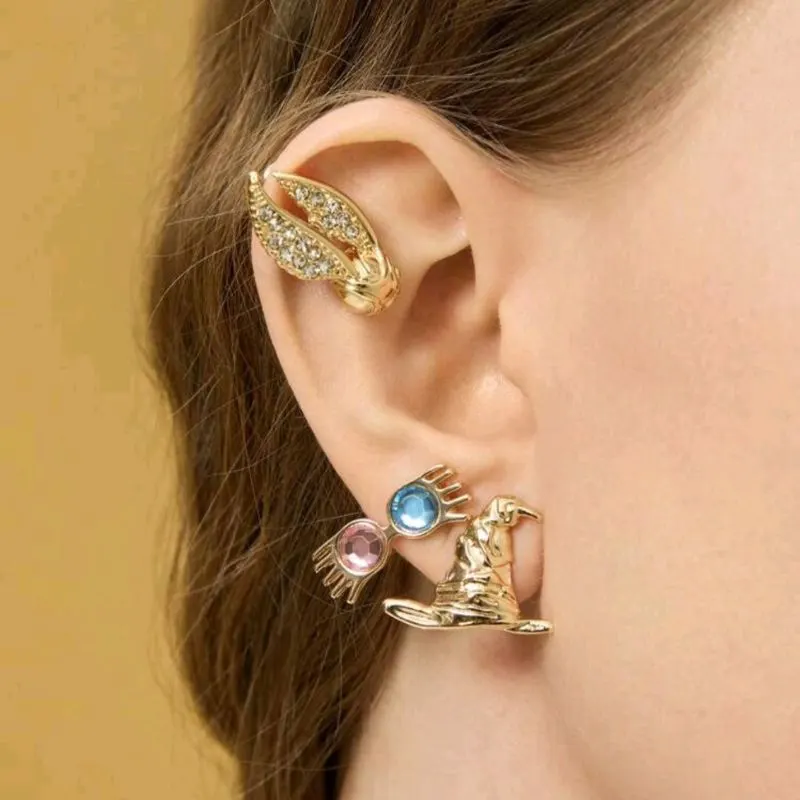set aretes harry potter snitch sombrero lentes
