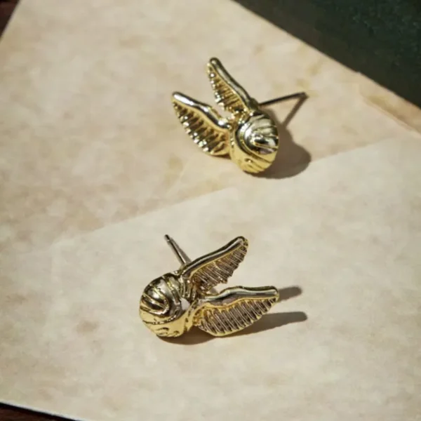 Set Joyas 1 Par De Aretes 1 Brazalete Y 1 Collar Snitch Dorada - Imagen 3