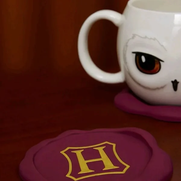 Taza Cerámica Con Tapa Silicona Hedwig - Imagen 2
