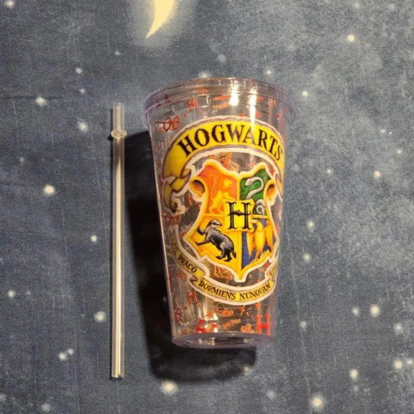 Vaso Con Tapa Y Bombilla Hogwarts