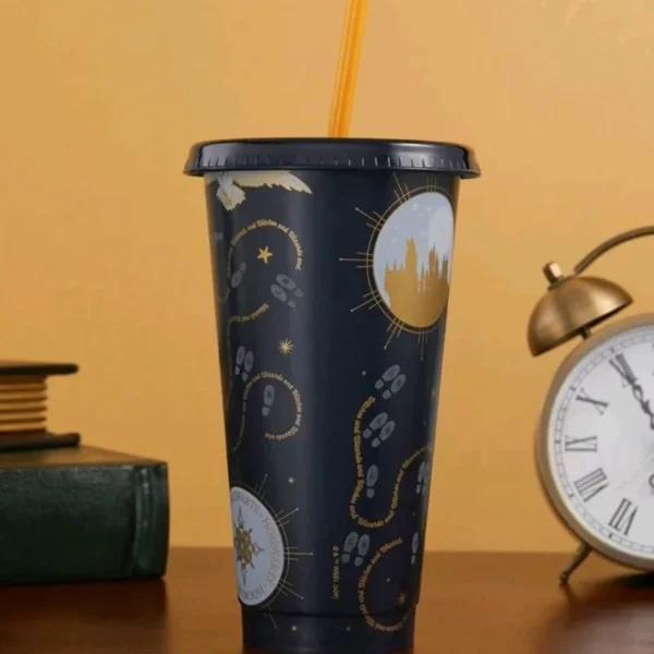Vaso Escudo Hogwarts Con Tapa Y Bombilla - Imagen 2