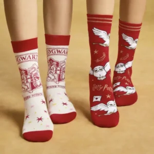 calcetines Harry Potter pack dos pares Hogwarts escudo lechuza Hedwig medias tejidas tienda original chile