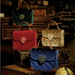 cartera Harry Potter de terciopelo acolchado vintage estilo maletines de las casas Gryffindor Slytherin Ravenclaw y Hufflepuff chile