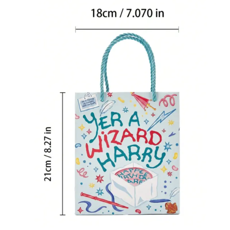 bolsa de regalo Harry Potter medidas 21 cm de alto x 18 cm de ancho Chile
