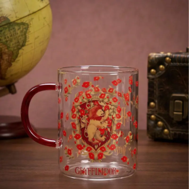 Taza De Vidrio Harry Potter-Gryffindor Transparente Con Asa Roja - Imagen 2