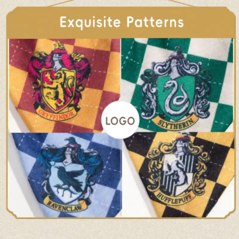 scrunchie Harry Potter detalles escudos Gryffindor Slytherin Ravenclaw Hufflepuff